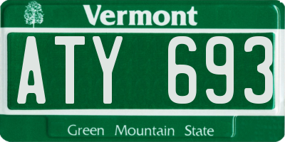 VT license plate ATY693
