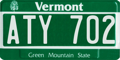 VT license plate ATY702