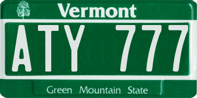 VT license plate ATY777