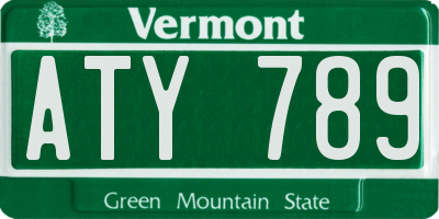 VT license plate ATY789
