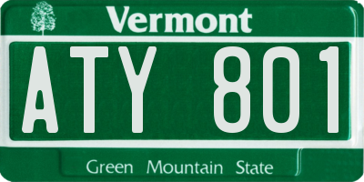 VT license plate ATY801