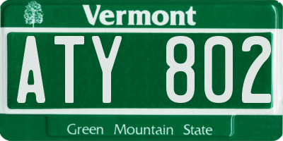 VT license plate ATY802