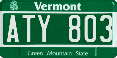 VT license plate ATY803
