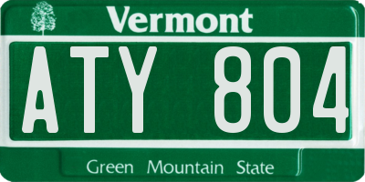 VT license plate ATY804