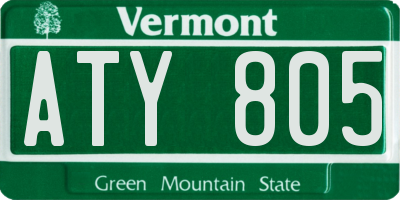VT license plate ATY805