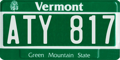 VT license plate ATY817
