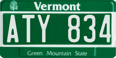 VT license plate ATY834