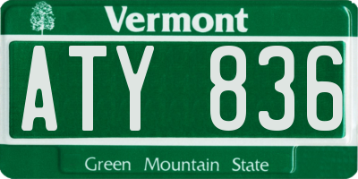 VT license plate ATY836