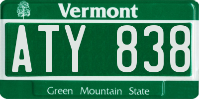 VT license plate ATY838