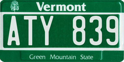 VT license plate ATY839