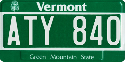 VT license plate ATY840