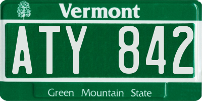 VT license plate ATY842