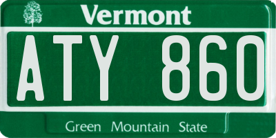 VT license plate ATY860