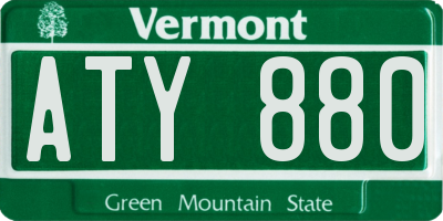 VT license plate ATY880