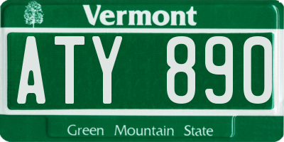 VT license plate ATY890