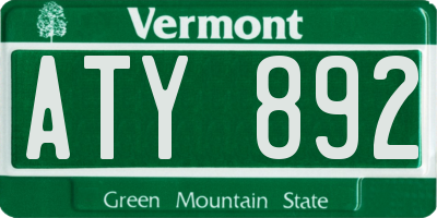 VT license plate ATY892