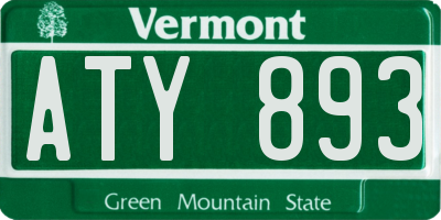VT license plate ATY893