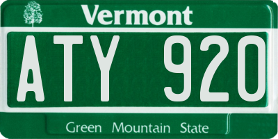 VT license plate ATY920