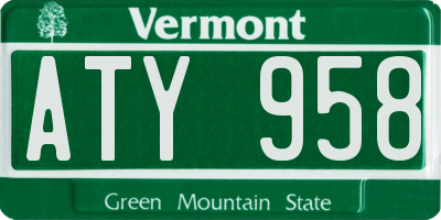 VT license plate ATY958