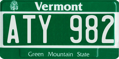 VT license plate ATY982