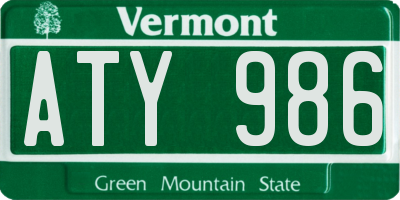 VT license plate ATY986