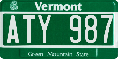 VT license plate ATY987