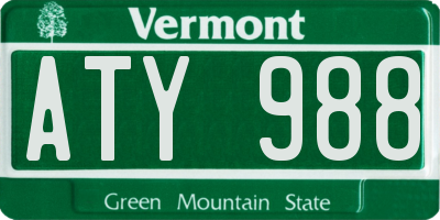 VT license plate ATY988