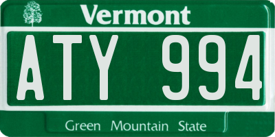 VT license plate ATY994