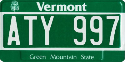 VT license plate ATY997