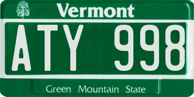 VT license plate ATY998