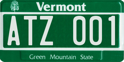 VT license plate ATZ001