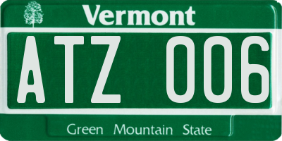 VT license plate ATZ006