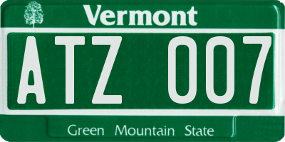 VT license plate ATZ007