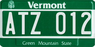 VT license plate ATZ012