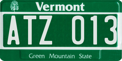 VT license plate ATZ013