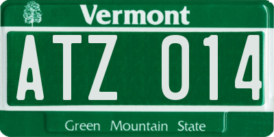 VT license plate ATZ014