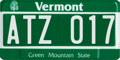 VT license plate ATZ017