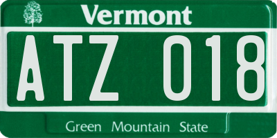 VT license plate ATZ018