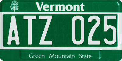 VT license plate ATZ025