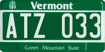 VT license plate ATZ033