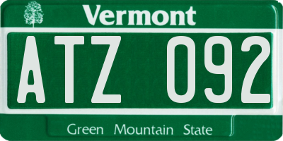 VT license plate ATZ092