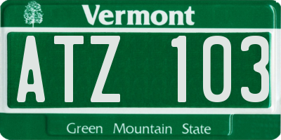 VT license plate ATZ103