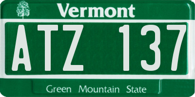 VT license plate ATZ137