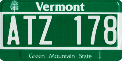 VT license plate ATZ178