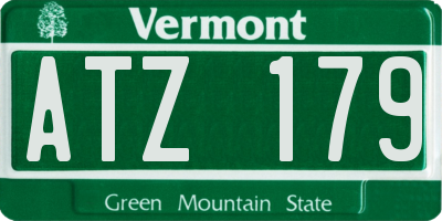 VT license plate ATZ179