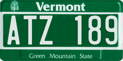 VT license plate ATZ189