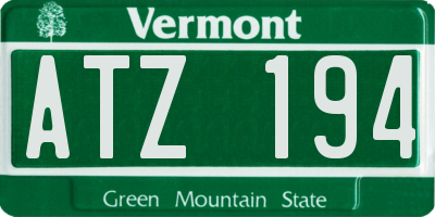VT license plate ATZ194