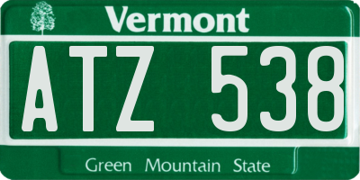 VT license plate ATZ538