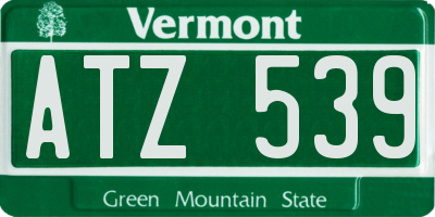 VT license plate ATZ539