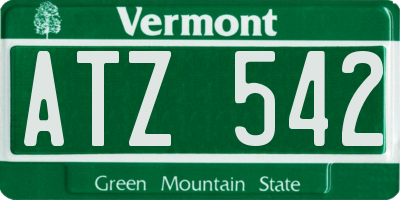 VT license plate ATZ542